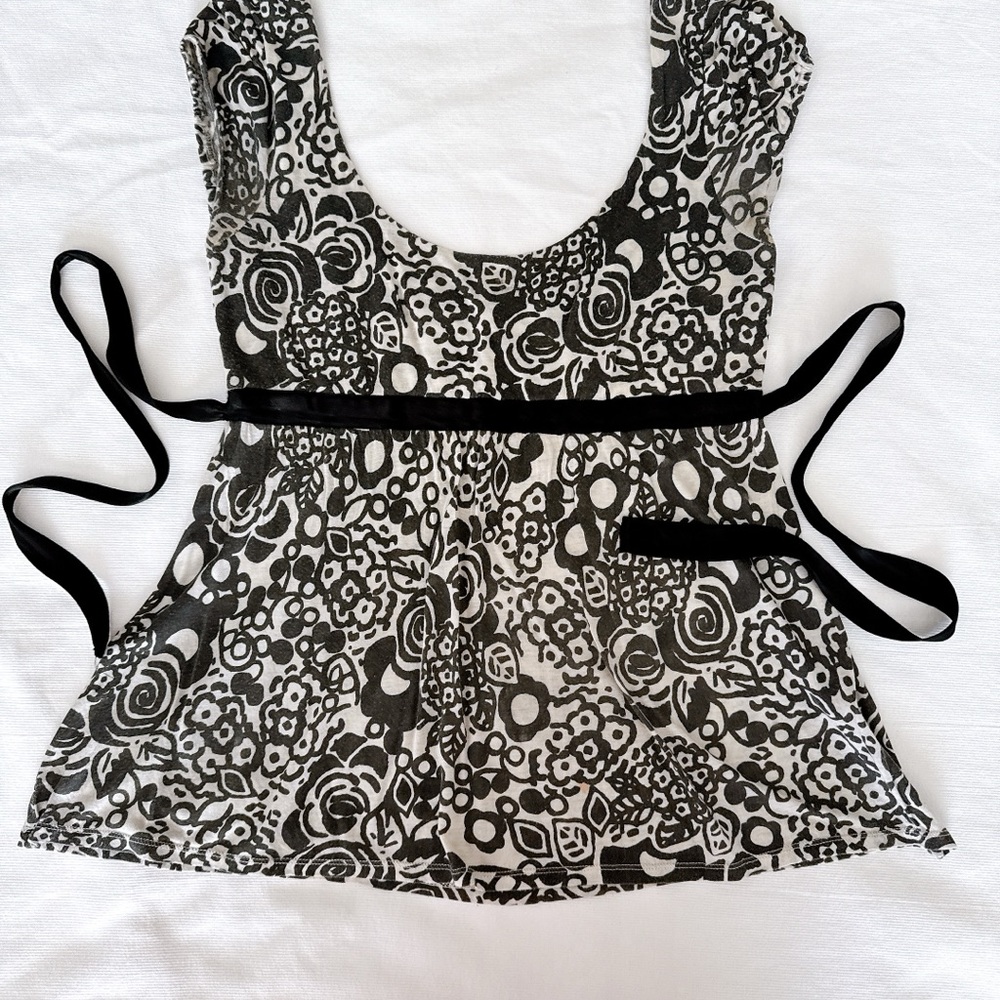 Velvet Black and White Floral Blouse